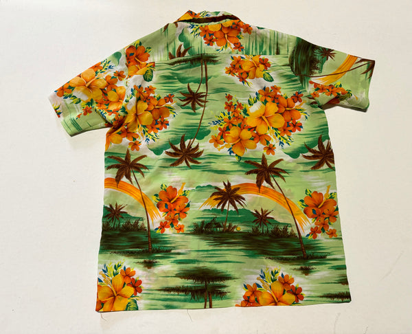 Vintage Green Aloha Hawaiian Shirt (M)