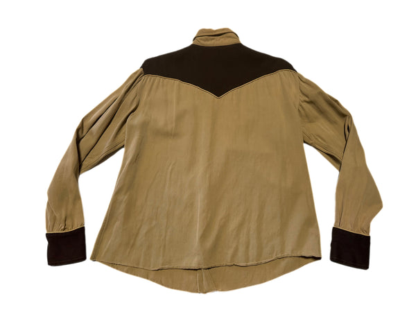 Vintage H Bar C California Ranchwear - Two Tone Brown Smile Pocket - Western Shirt (S)