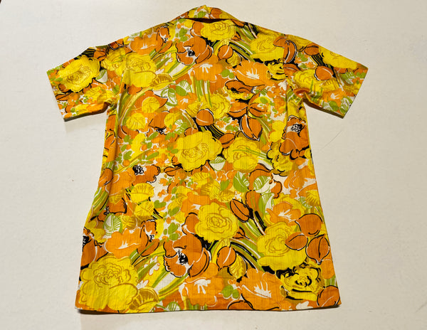Vintage Yellow Floral Hawaiian Shirt (M-L)