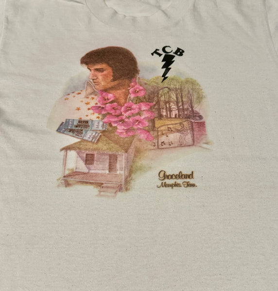 Vintage White Elvis Graceland T-shirt (S)