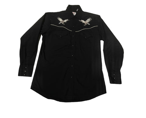 Vintage ‘Ely Diamond’ Western Shirt - Black with Eagles (M)