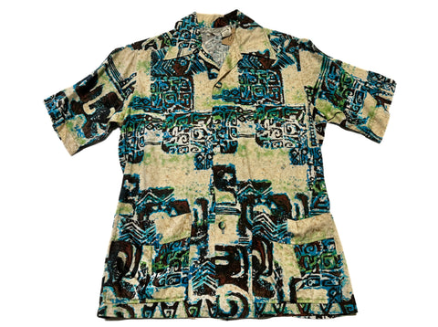 Vintage 60s Blue Hawaiian / Safari Shirt (S)