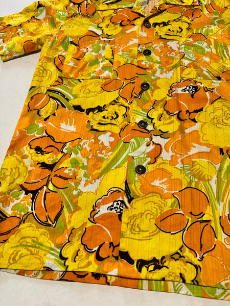 Vintage Yellow Floral Hawaiian Shirt (M-L)