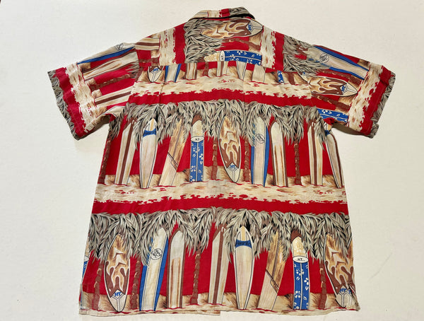 Vintage ‘Hang Ten’ Red Surfboard Hawaiian Shirt (L-XL)