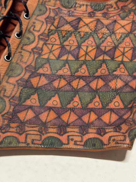Vintage Aztec Leather Suede Top (S-M)