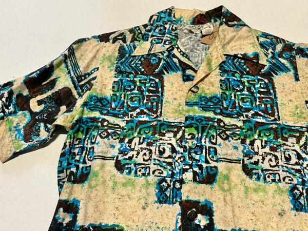 Vintage 60s Blue Hawaiian / Safari Shirt (S)
