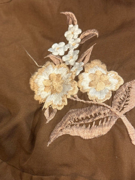 Vintage ‘Chute’ Brown with Flowers Western Shirt (XS/S)