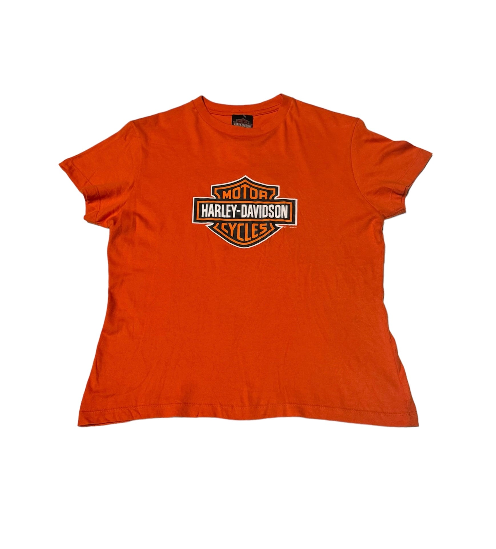 Vintage Harley Davidson Orange Baby Tee (M)