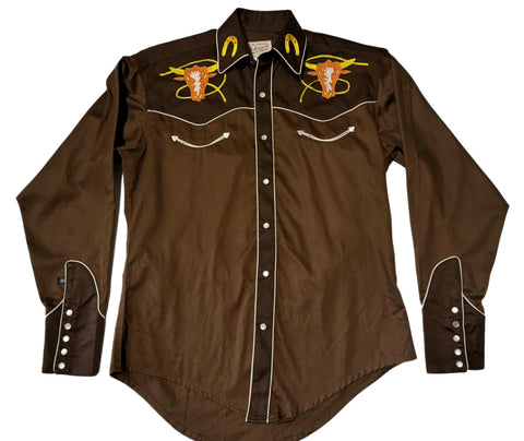 Rockmount Ranch Wear Western Shirt - Steer in Brown