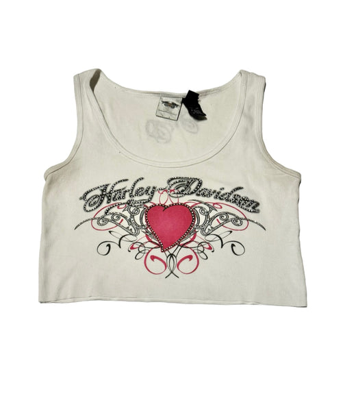 Vintage Harley Davidson White Heart Tank (M)