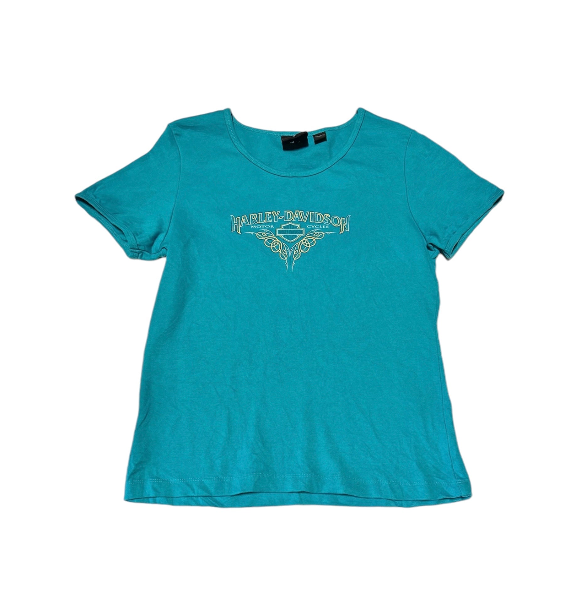 Vintage Harley Davidson Turquoise Baby Tee (M)