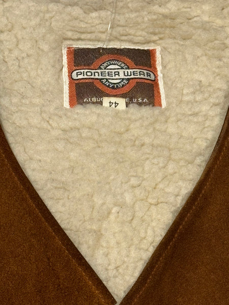 Vintage Brown Suede Vest - Sherpa - ‘Pioneer Wear’ (L-XL)