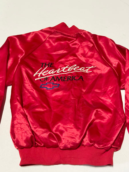 Vintage Red Chevy - Heartbeat of America Satin Bomber Jacket (M)
