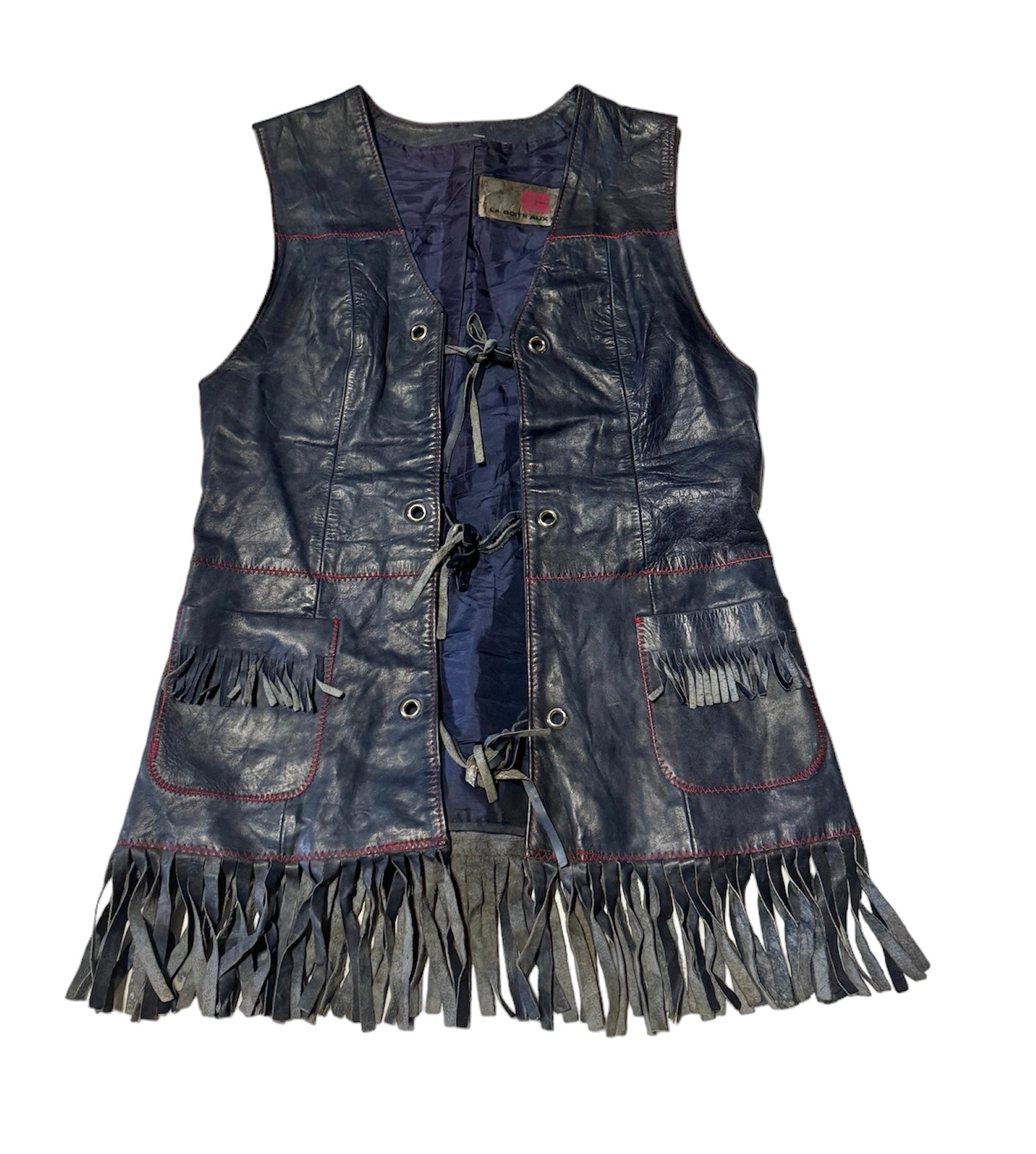 Vintage Tassel Leather Vest (S)