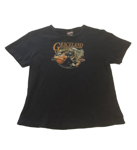 Vintage Harley Davidson Elvis Graceland Baby Tee (XL)