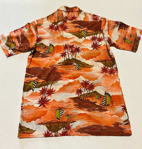 Vintage Peach/ Orange Aloha Hawaiian Shirt (M)