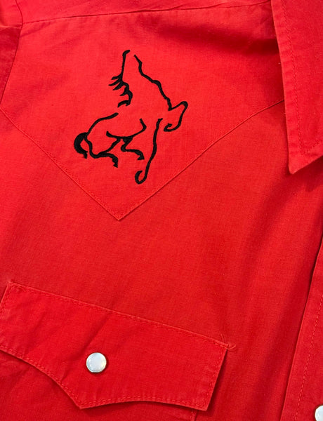 Vintage Red ‘Saddle King’ Horses -Western Shirt (XL)