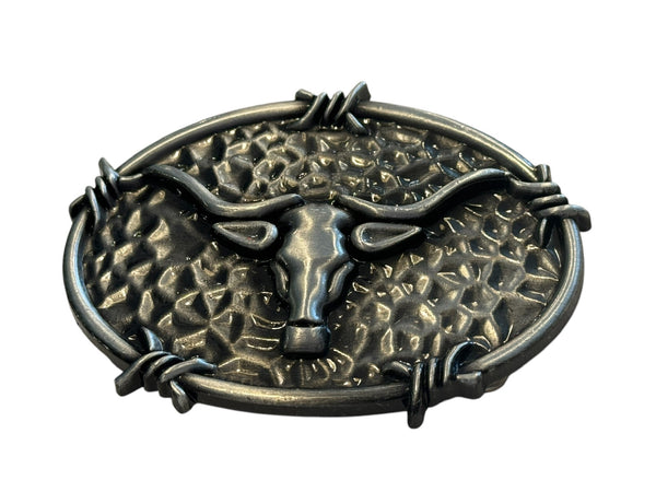 Longhorn Barbed Wire Belt Buckle