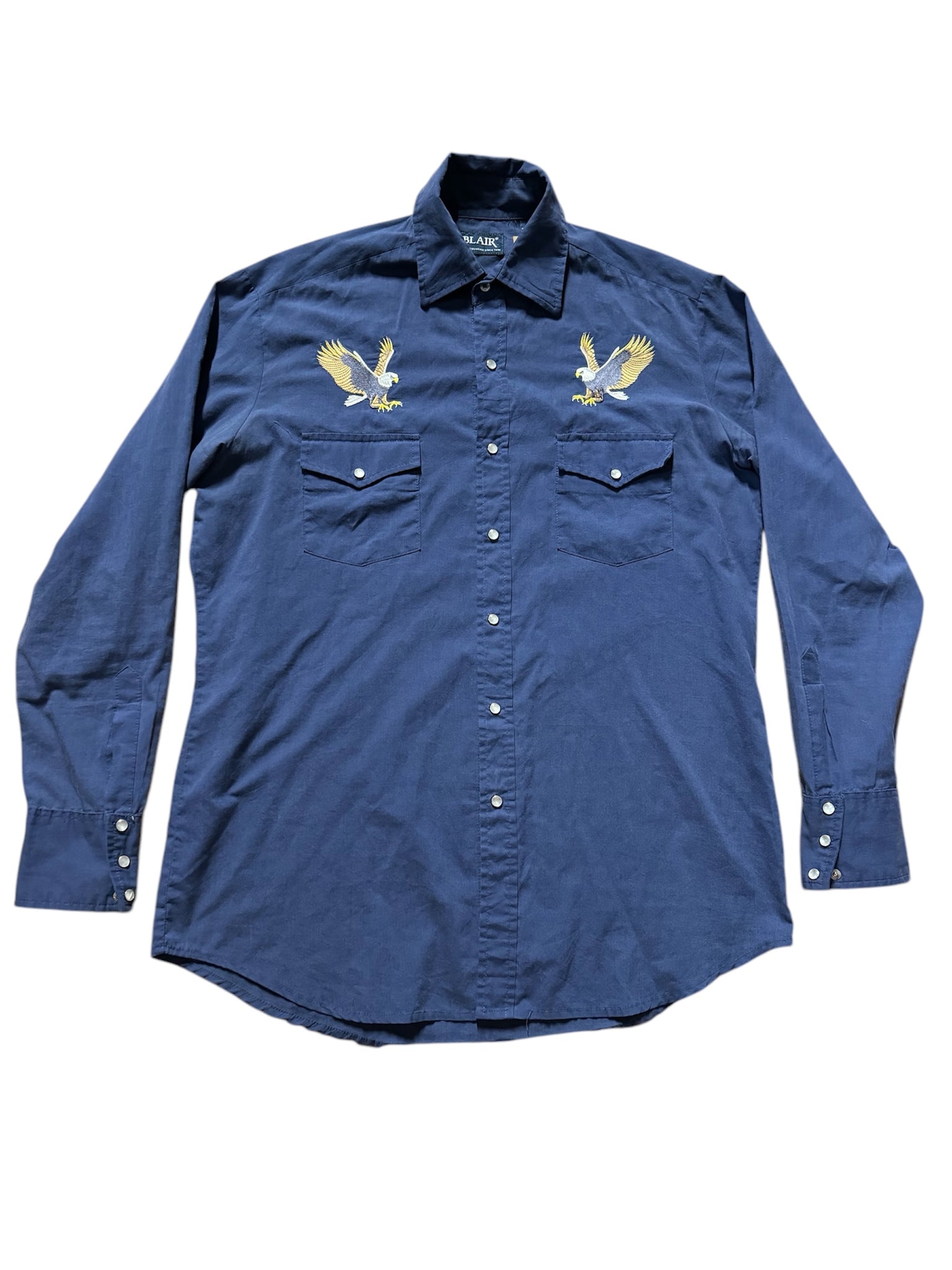 Vintage Navy Blue with Eagles ‘Blair’ - Western Shirt (M)