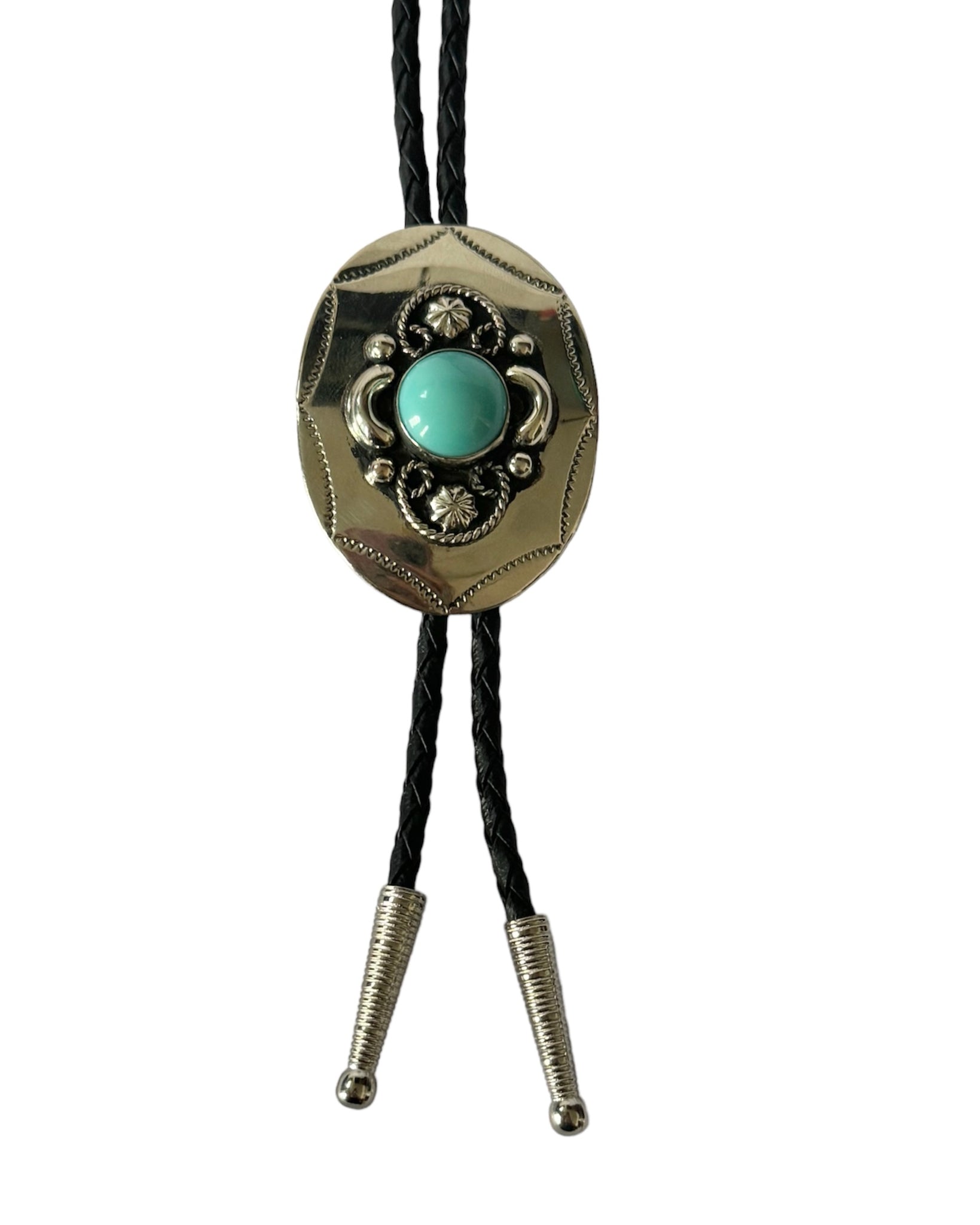 Bolo Tie - German Silver Bolo with Turquoise Stone