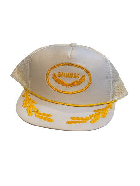 Vintage White Leafing Bahamas Trucker Hat