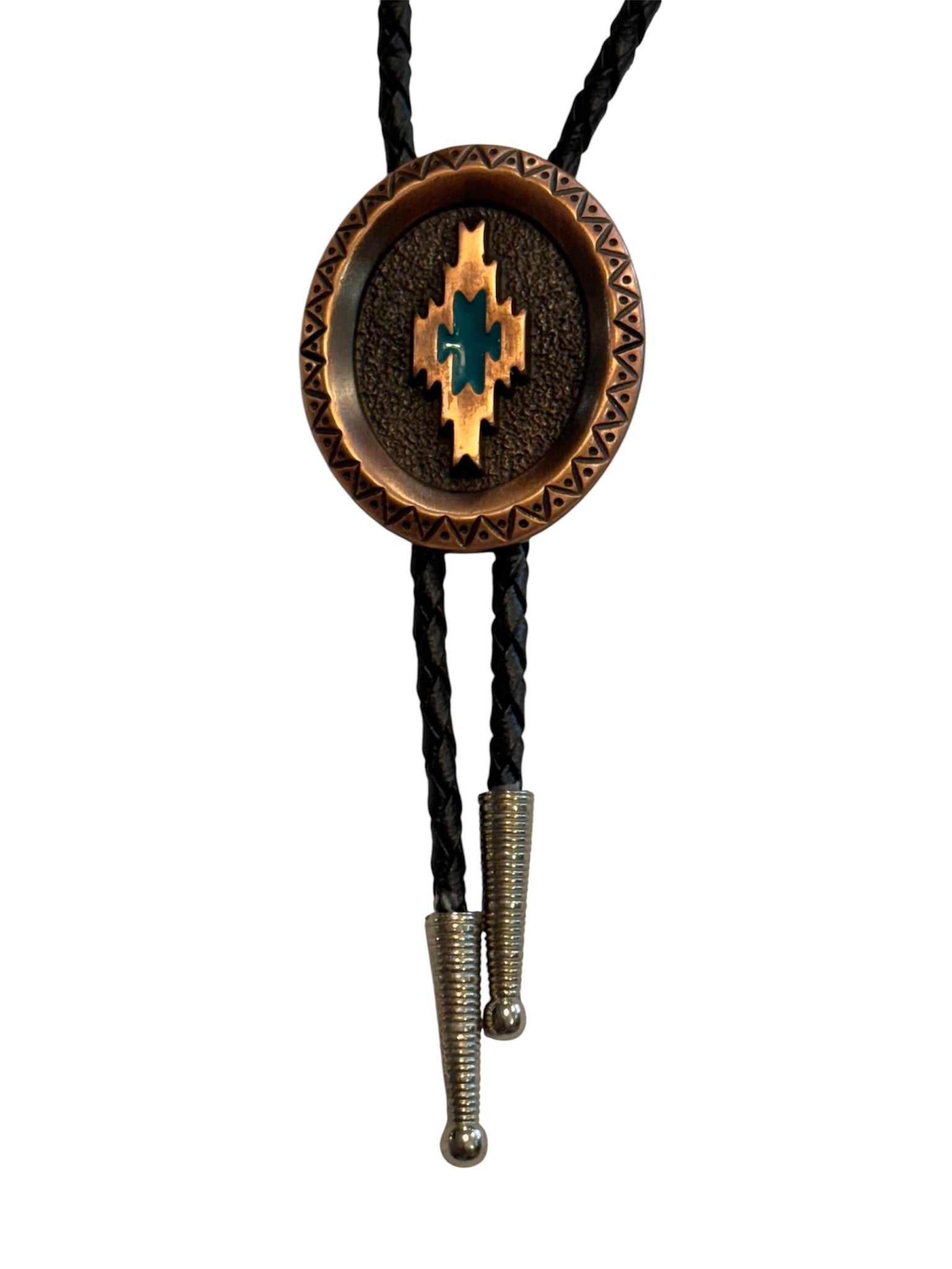 Bolo Tie -Bronze Aztec Round