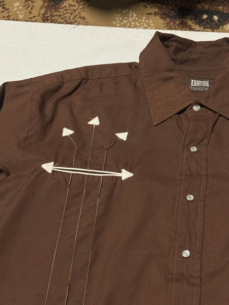 Vintage Arrow Embroidered Brown Western Shirt - ‘Fenton’  (L)