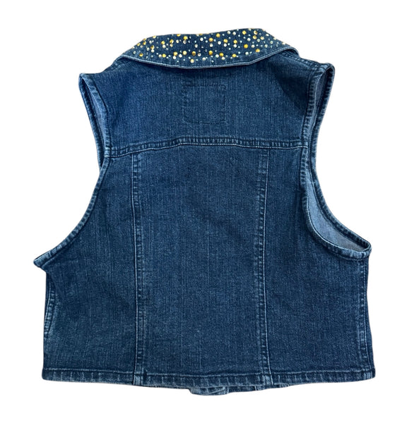 Vintage Denim Rhinestoned Vest (S)