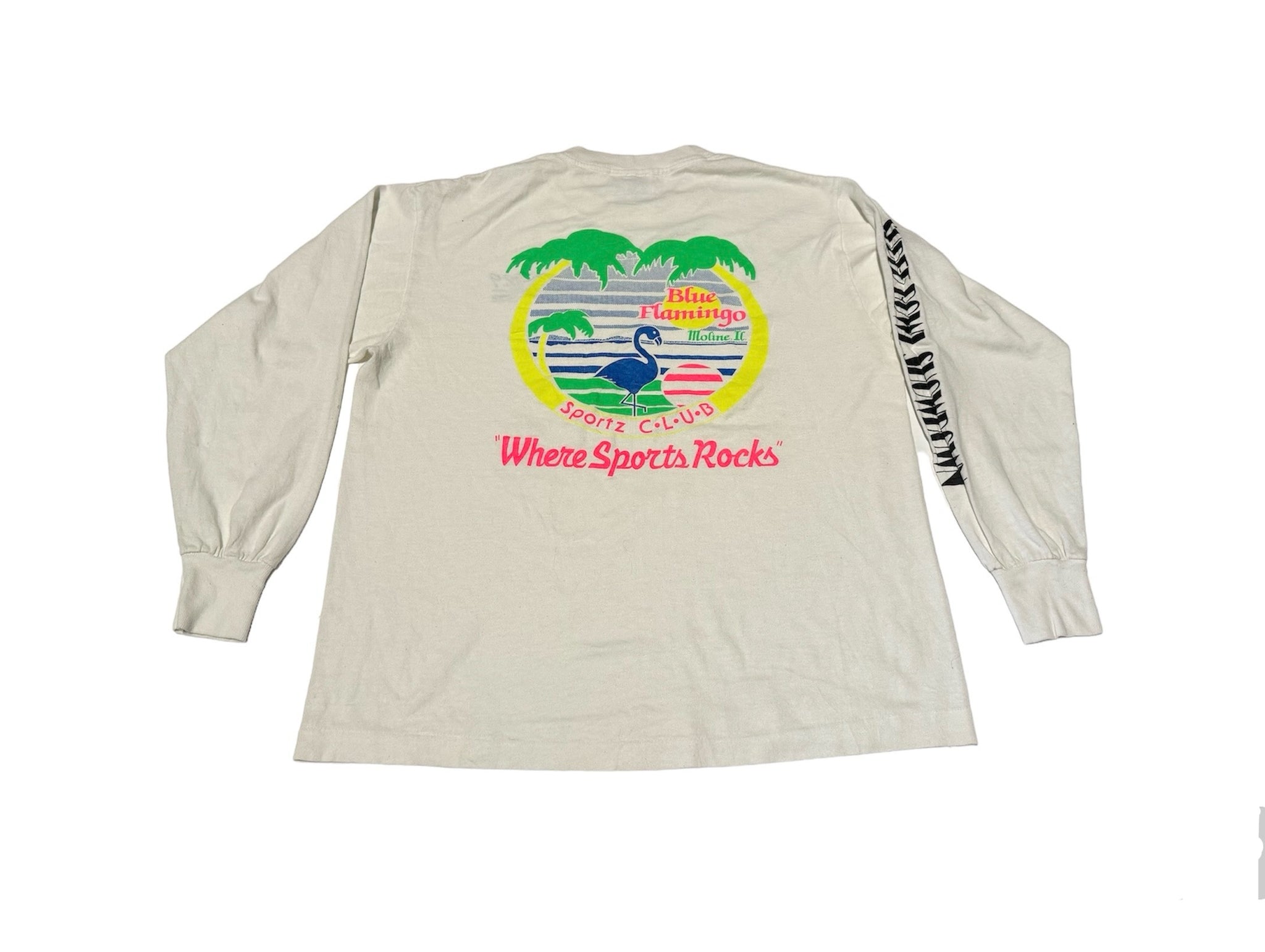 Vintage Blue Flamingo Sports Club -Power 98.9 Long Sleeve tshirt (M)