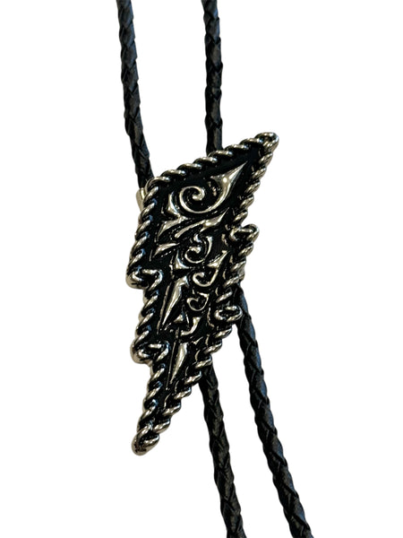 Bolo Tie - Silver Lightening Bolt