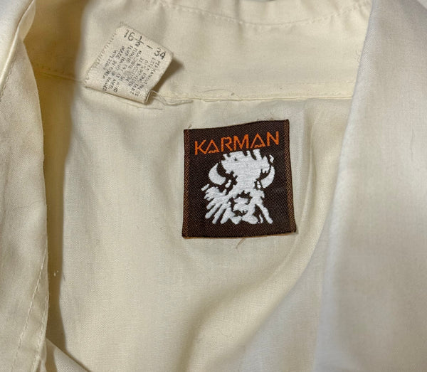 Vintage ‘Karman’ Western Shirt - Cream with Brown Flowers (M)