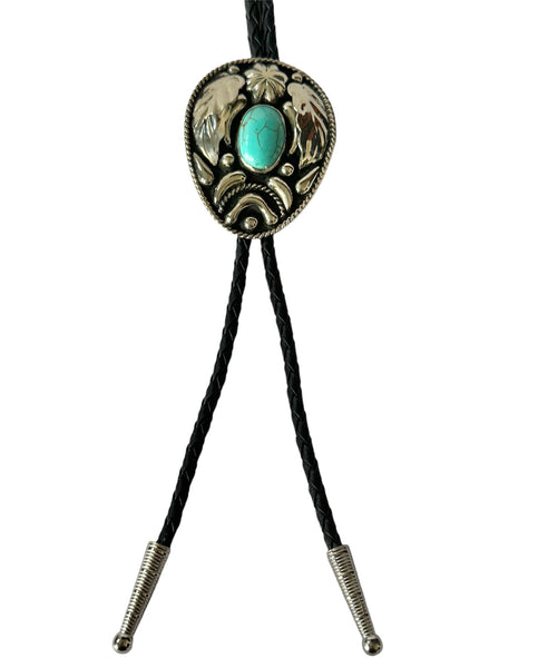 Bolo Tie - German Silver and Turquoise