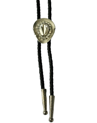 Bolo Tie - Silver Hat with Austrian Crytals Made in the USA