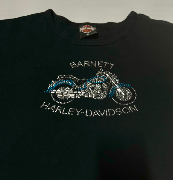 Vintage Harley Davidson Baby Tee - Diamante Motorcycle (XL)