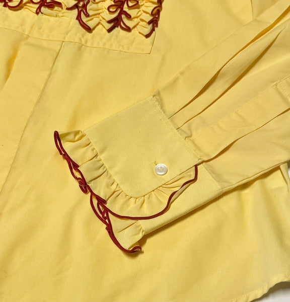 Vintage Yellow 80s Frill Prom Shirt (L-XL)