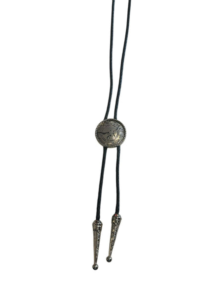 Bolo Tie -  Longhorn Round,  Silver