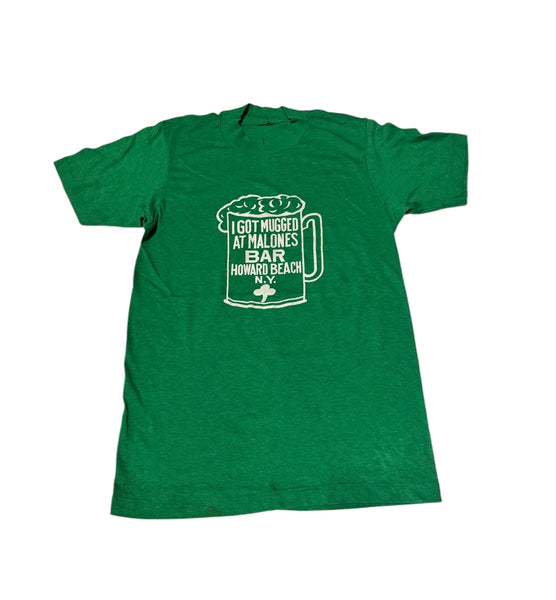 Vintage Green Mugged at Malones Bar T-shirt (XS-S)