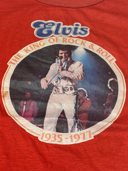 Vintage Red Elvis ‘King of Rock & Roll’ T-shirt (L-XL)