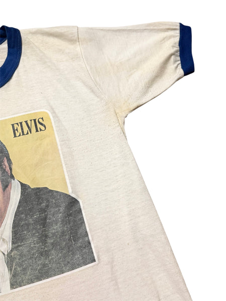 Vintage 70s Elvis Ringer Portrait T-shirt (M)