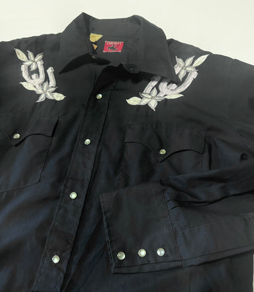 Vintage Black Western Shirt (M)