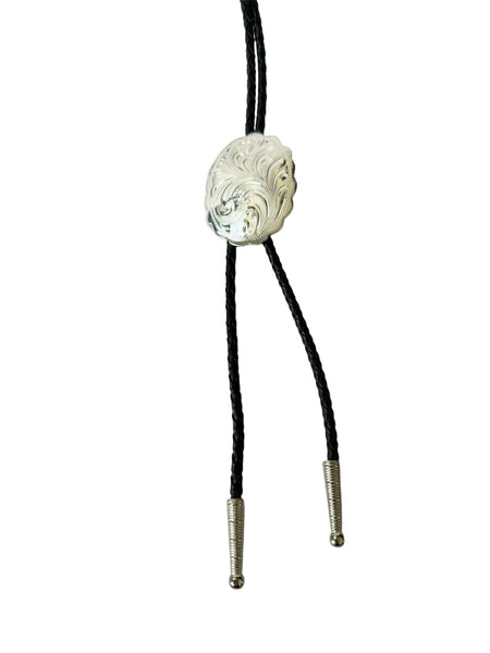Bolo Tie - Silver Plated Engraved - Made in Mex