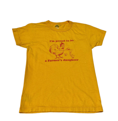 Vintage Yellow ‘Proud to be a Farmers Daughter Baby Tee (S)