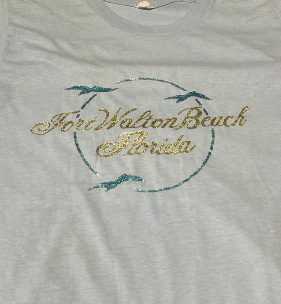 Vintage Glitter Florida Beach T-shirt (L/XL)