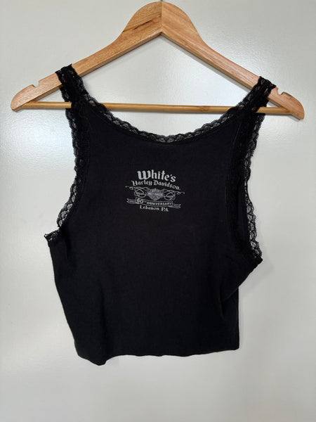 Vintage Harley Davidson Crop Lace Tank (M-L)