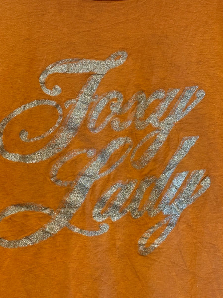 Vintage Orange Glitter Foxy Lady T-shirt (S/M)