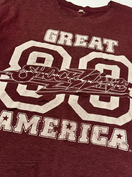 Vintage Burgundy Shockwave 80 America Thrashed T-shirt (S-M)