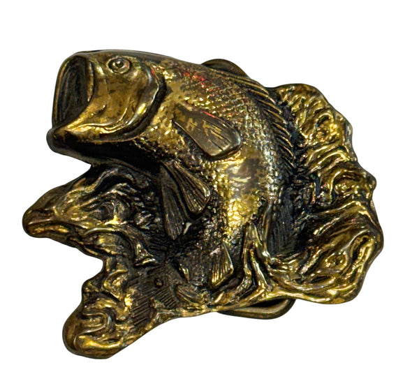Vintage Belt Buckle - Bronze BASS Fish