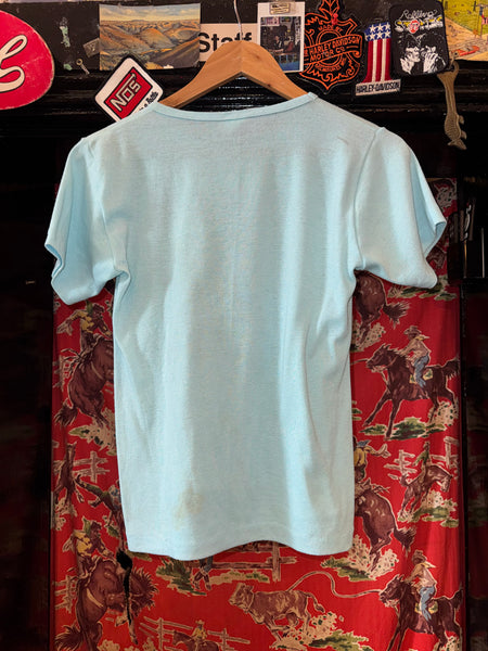 Vintage Blue Airbrush Print Elvis T-shirt (S)