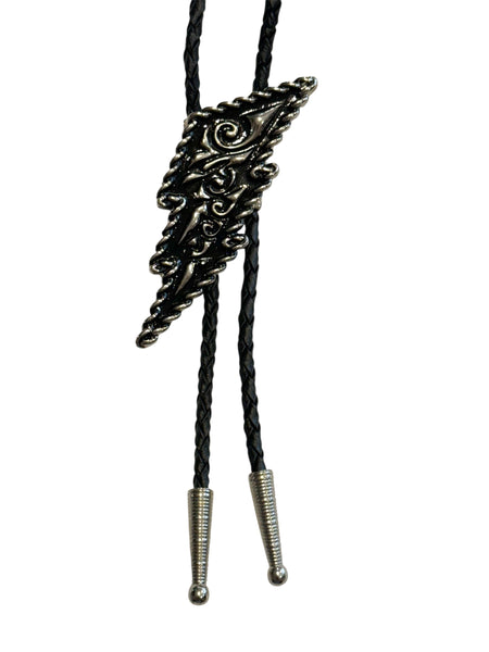 Bolo Tie - Silver Lightening Bolt