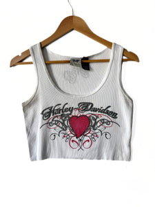 Vintage Harley Davidson White Heart Tank (M)